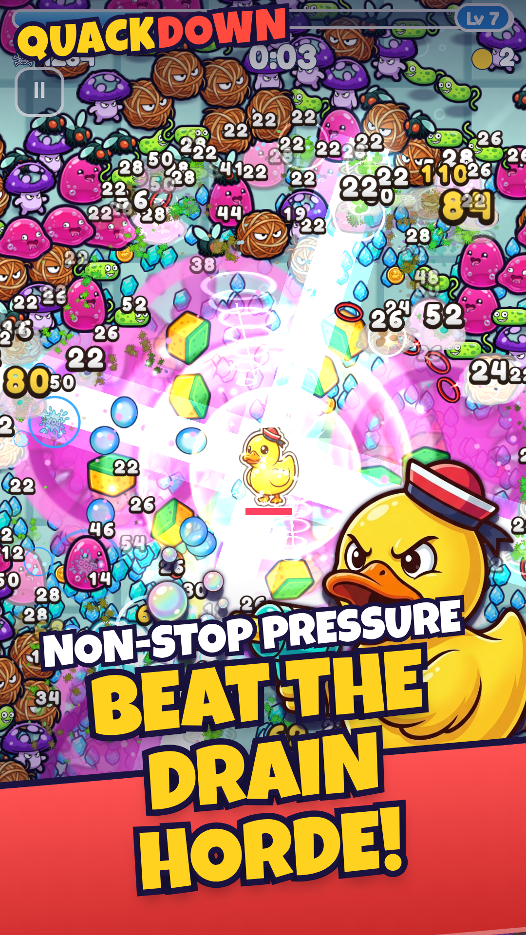 Quackdown — Non-stop pressure: Beat the drain horde!